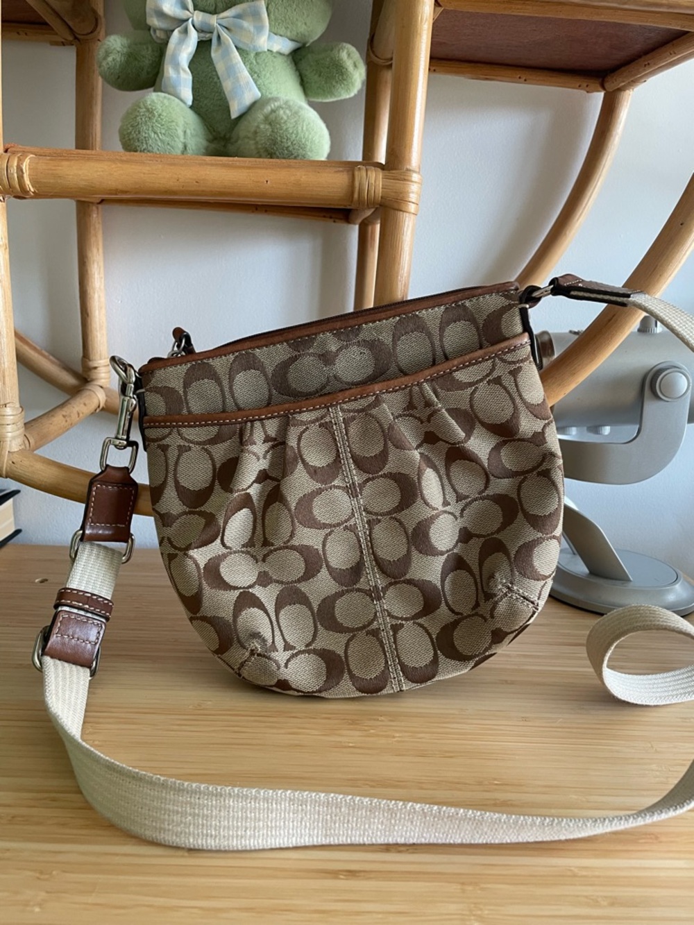 Coach Brown Tan Signature Crossbody Bag